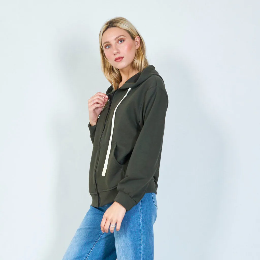 Zipper hoodie with front pockets wholesale