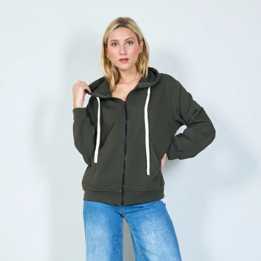 Zipper hoodie with front pockets wholesale