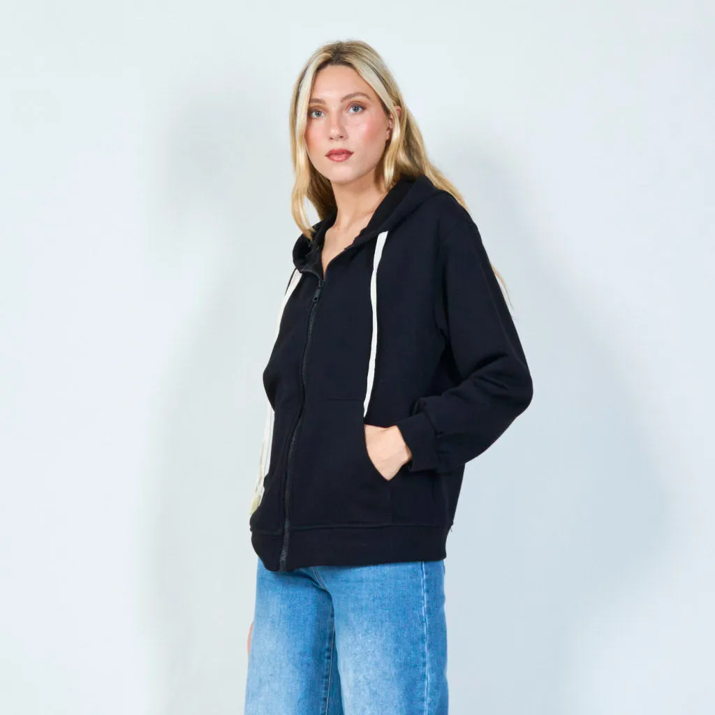 Zipper hoodie with front pockets wholesale