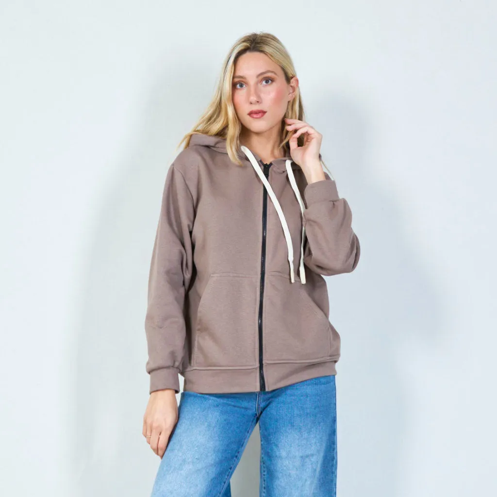 Zipper hoodie with front pockets wholesale