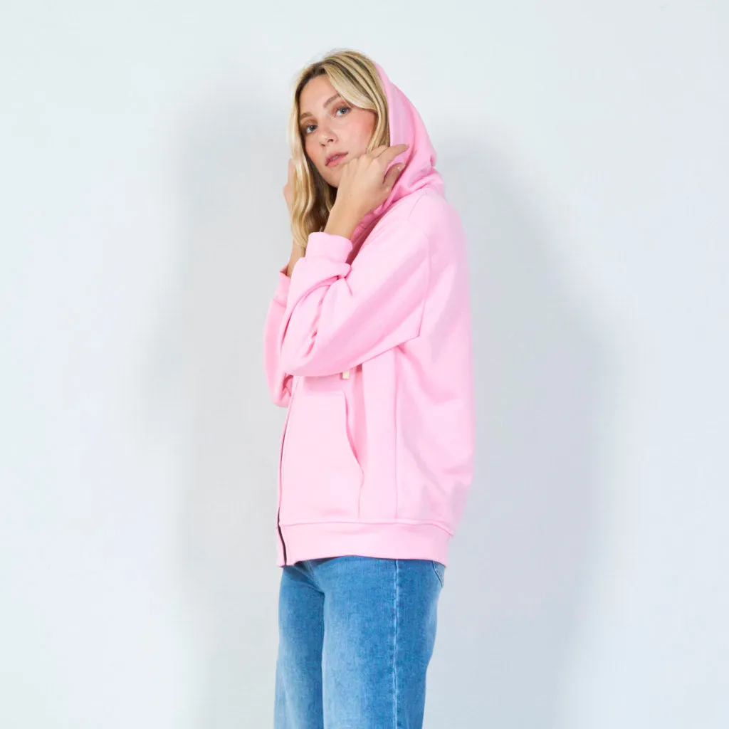 Zipper hoodie with front pockets wholesale