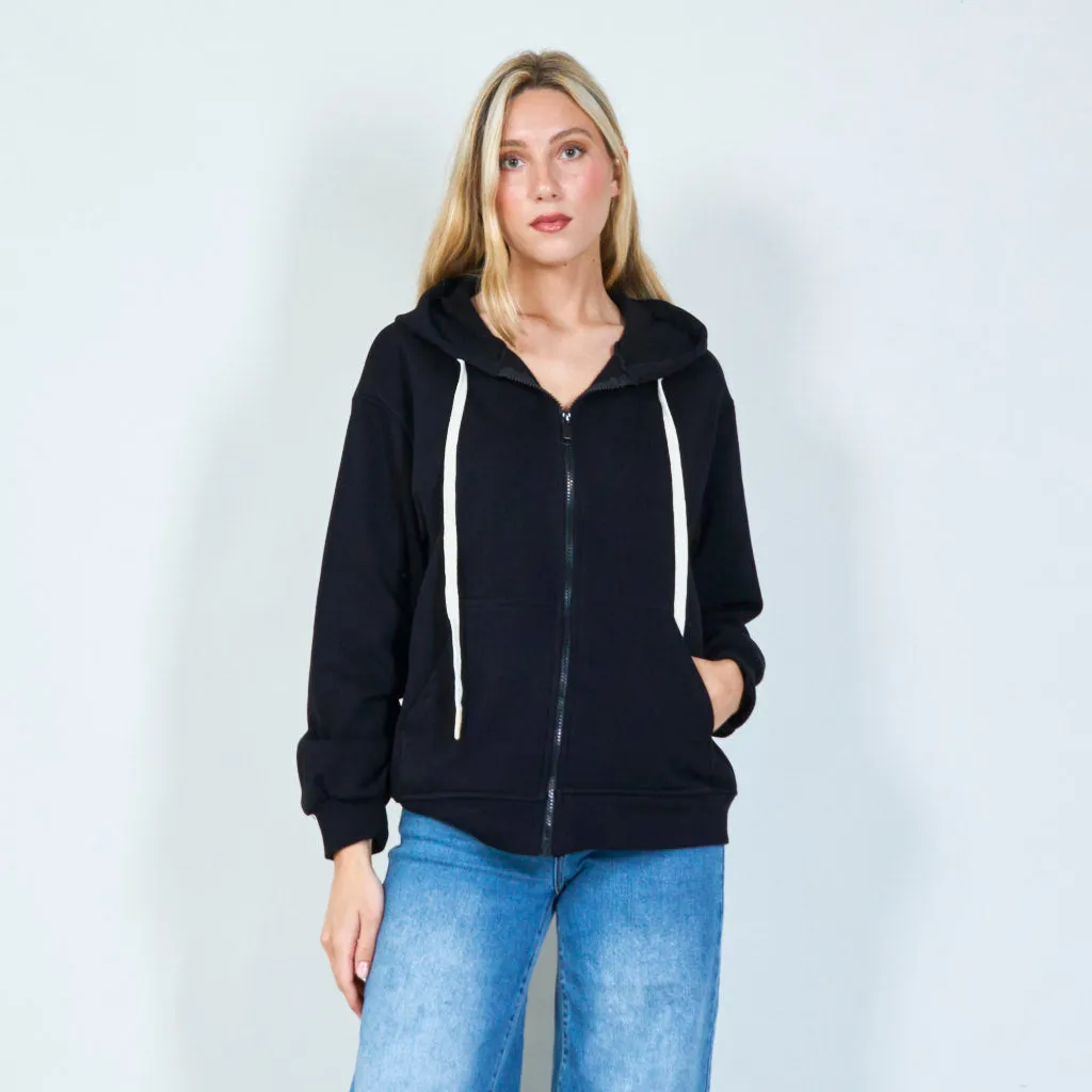 Zipper hoodie with front pockets wholesale