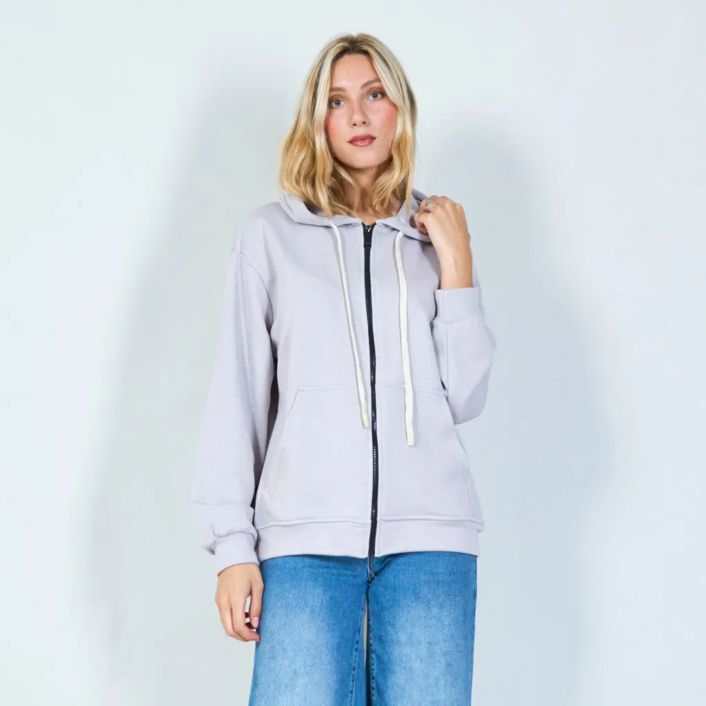 Zipper hoodie with front pockets wholesale